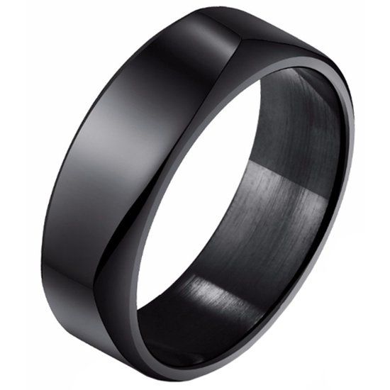 Mendes Zwarte Mendes heren ring gepolijst Staal-21mm