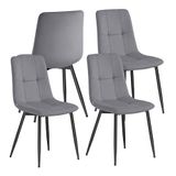 VASAGLE Eetkamerstoelen, fluweel, keukenstoelen, belastbaar tot 120 kg, stoel met verstelbare poten, modern, gewatteerd, voor woonkamer, set van 2, grijs KDC088GN01