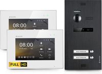 Balter EVO HD Zwart HD-videosysteem voor deurbellen, geschikt voor 2 gezinswoningen, met 2 monitoren