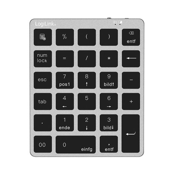 LogiLink Bluetooth 5.0 Numeriek Toetsenbord, 28 Toetsen, Draadloos, Grijs