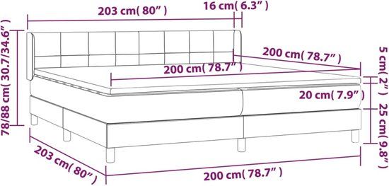 vidaXL Boxspring met matras stof blauw 200x200 cm