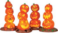 Lemax Light Up Pumpkin Stack - Set/4 - B/o (4.5v)