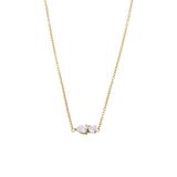 Lucardi Dames Stainless steel ketting met hanger met zirkonia voor dames - Ketting - Staal - Goudkleurig - 47 cm