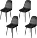 Urban Living "INOUI" Set van 4 Eetkamerstoelen Zwart Fluweel Zwarte Metalen Poten