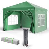 VOUNOT Tuinpaviljoen 3x3m met 4 Zijwanden & 4 Zandzakken, Pop-Up Inklapbare Partytent, Waterdicht en UV-bestendig Paviljoen, Feesttent met Draagtas, Groen