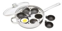 KitchenCraft Eierstroperpan met anti-aanbaklaag, inductiebestendig, roestvrij staal, geschikt voor 6 eieren, 26 cm, zilver