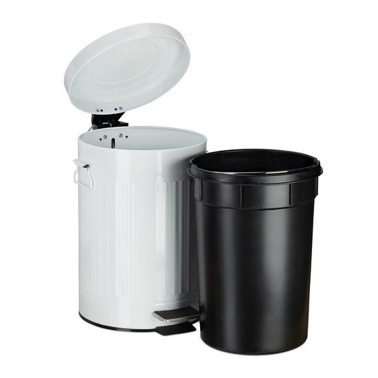 Relaxdays Retro Pedaalemmer - 5 Liter - Wit