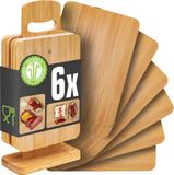 DuneDesign Set van 6 Bamboe Broodplankjes met Standaard - 22x15 cm