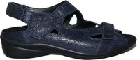 Durea 7258 Platte Sandalen Dames Blauw Leer Klittenband Wijdte E Maat 39