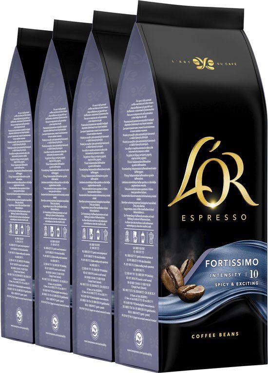 L'OR Espresso Fortissimo Koffiebonen - Intensiteit 10/12 - 4 x 500g