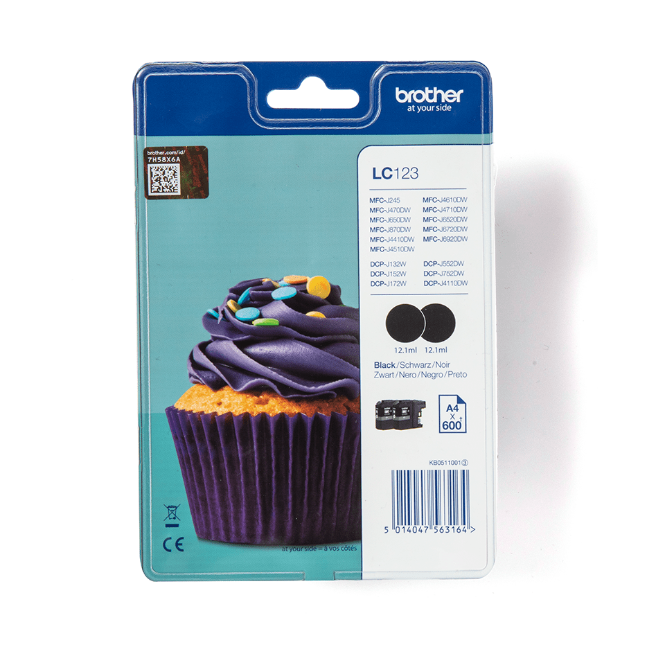 Brother LC-123BKBP2 - Zwarte inktcartridge - 2 stuks