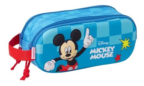 Safta Mickey Mouse 3D-etui voor kinderen, ideaal voor kinderen op schoolleeftijd, comfortabel en veelzijdig, kwaliteit en duurzaamheid, 21 x 6 x 8 cm, Blauw, M, Casual