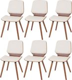 MCW Set van 6 MCW-B16 Eetkamerstoelen - Kunstleer Crème - Retro Design