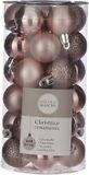 House of Seasons Kerstballen - klein formaat - 60x st - lichtroze - D3 cm - kunststof