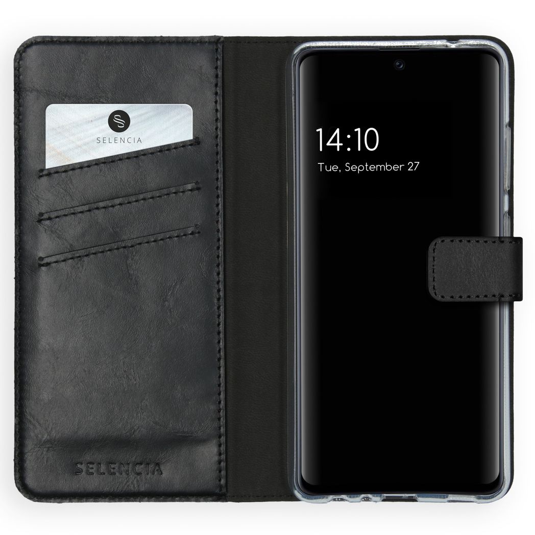 Selencia Lederen Booktype voor Samsung Galaxy A52 - Zwart