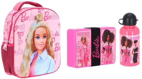 4KidsOnly Barbie schoolset; rugzak en lunchset