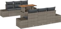 vidaXL Tuinbank Set 7-delig Grijs Polyrattan