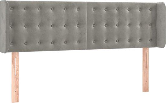 vidaXL Hoofdbord met randen 147x16x78/88 cm fluweel lichtgrijs
