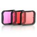 SOONSUN Lot de 3 filtres de plongée pour GoPro Hero 5 6 7 Zwart Super Suit Boîtier de plongée - Filtre rouge, rouge clair et magenta
