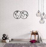 Homemania Wanddecoratie World Map 9 Metaal Zwart 60x34 cm