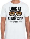 Bellatio Decorations Shoppartners Bv Sunny side feest t-shirt / shirt Look at the sunny side of life voor heren - wit - S