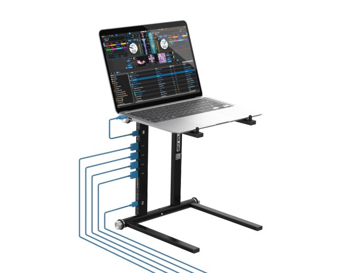 Reloop STANDHUB Laptop Stand - Black - Up to 18" - with USB Hub
