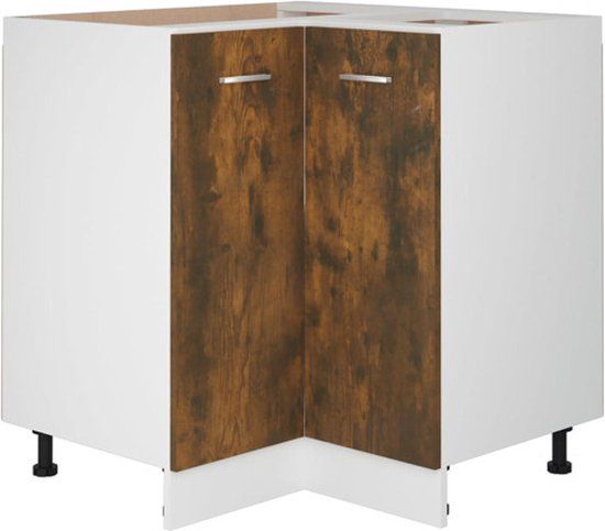 vidaXL Keukenkastje Lyon 75,5x75,5x81,5 cm Bewerkt Hout Gerookt Eikenkleur