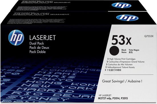 HP 53X - Tonercartridge / Zwart (DUO VERPAKKING)