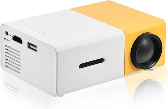 Mini Beamer - Input tot 1080P - Projector - Mini Projector - HDMI - USB - Wit / Geel - Draagbaar - Ingebouwde speaker