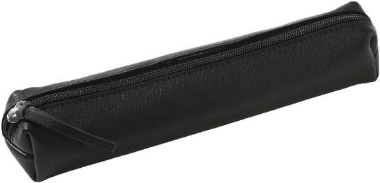 Merkloos Clairefontaine Slim leren etui voor potloden - Zwart