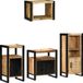 vidaXL Meuble de salle de bain 4 pièces Marron et Noir Bois de manguier massif