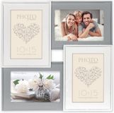 Zep Houten Multi Fotolijst Rouen 4Q Grijs / Wit voor 4 foto's formaat 10x15 (afmeting 31,5x31,5 cm)