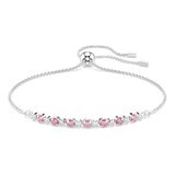 Swarovski Matrix Armband, Rond Slijpsel, Roze, Rodium Verguld