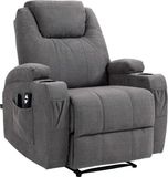 CLP Hepler Fauteuil - Met massagefunctie - Verstelbare rugleuning met voetensteun - TV-fauteuil met warmtefunctie - grijs Stof
