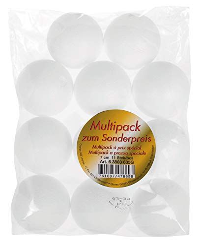 Glorex piepschuimballen, wit, diameter ca. 7 cm, grote verpakking met 11 ballen