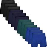 Bamboo Basics Heren Bamboe Boxershorts Rico (12-pack) - Zwart, Navy, Petrol & Blauw Ton Sur Ton - Maat M