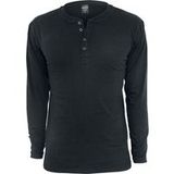 Urban Classics Basic Henley Shirt met lange mouwen - zwart