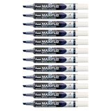 Pentel Maxiflo Marker, droog uitwisbaar, smal, wigpunt, blauw, 12 stuks