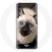 Maniacase Etui voor Samsung Galaxy P20 pro zwart-witte Siamese kat met blauwe ogen