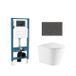QeramiQ Dely Toiletset - réservoir encastré Qeramiq Flush - abattant slim - plaque de commande en pierre naturelle marbre foncé - boutons ronds - blanc mat