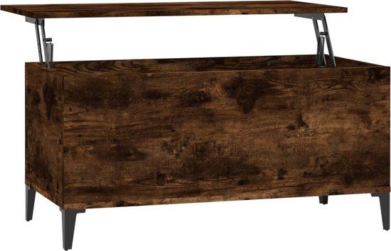 vidaXL Salontafel 90x44,5x45 cm bewerkt hout gerookt eikenkleurig
