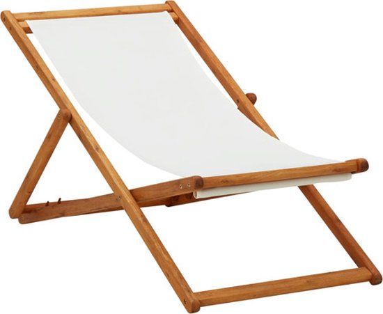 VidaXL Tuinstoel Terras Gecapitonneerde zitting Eucalyptus, Polyester Crème, Wit