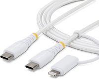 Startech 1m 2-in-1 Robuuste USB-C Oplaadkabel met Lightning Adapter