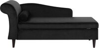 Beliani Luiro Chaise Longue - Zwart Fluweel - Linkerzijde