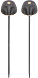 BRILONER Riffle Nano - Set de 2 lampes d'extérieur rechargeables avec piquet de terre, dimmable, fonction tactile, IP44, lumière blanc chaud, Ø6 x 78,5 cm, anthracite