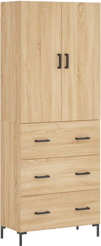vidaXL Hoge kast 69,5x34x180 cm bewerkt hout sonoma eikenkleurig