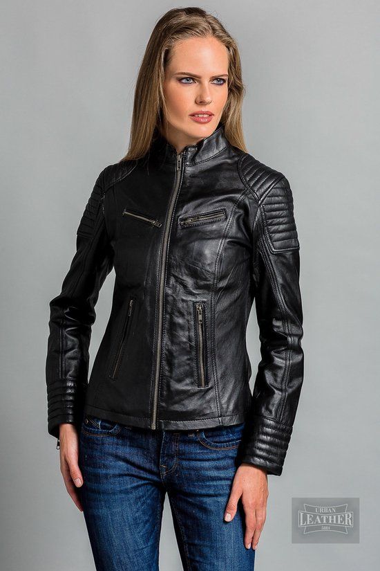 Urban 5884 Angelina Women's Leather Jacket - Black - Size S