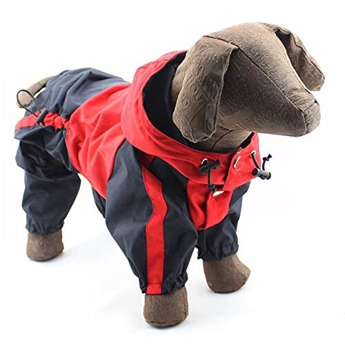 JRKJ Waterdichte hond regenjas oxford honden kleding jas puppy jumpsuit kostuum medium en grote honden regenjas met capuchon