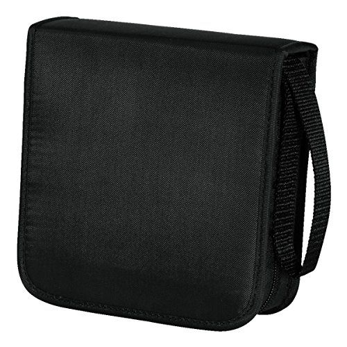 Hama 00033831 CD-tas voor 40 discs/CD/DVD/Blu-ray (map voor opslag, ruimtebesparend voor auto en thuis, transporthoesjes) één maat, Zwart