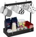 Ibenzoa® Porte-gobelet élégant en métal avec crochets réglables et espace de rangement pour accessoires à café
